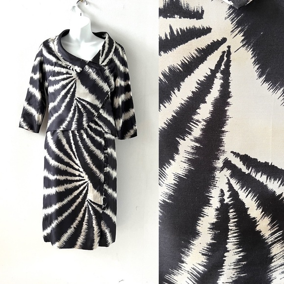 Vintage 50s 60s Silk Dress 2 Piece Rodolph Originals  Zebra Stripe Animal… - Picture 2 of 11